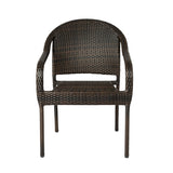 Rhodos Café Stacking Chairs in Mocha All-Weather Wicker - Set of 4 - Fire Sense/Balkene Home