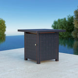 Somerset 28" Square Woven Aluminum Convertible Gas Fire Pit Table in Brushed Bronze Fire Sense