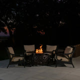 Toulon 48" Oval Filigree Aluminum Convertible Gas Fire Pit Table - Fire Sense/Balkene Home