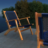 Vega Natural Stain Outdoor Chair in Navy Blue Cording - Fire Sense/Balkene Home