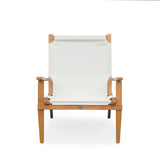 Walker Outdoor Folding Lounge Chair in Acacia and Ivory Balkene Home