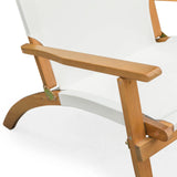 Walker Outdoor Folding Lounge Chair in Acacia and Ivory Balkene Home