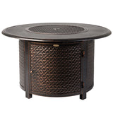 Weyland 42" Round Hammered Aluminum Convertible Gas Fire Pit Table - Fire Sense/Balkene Home