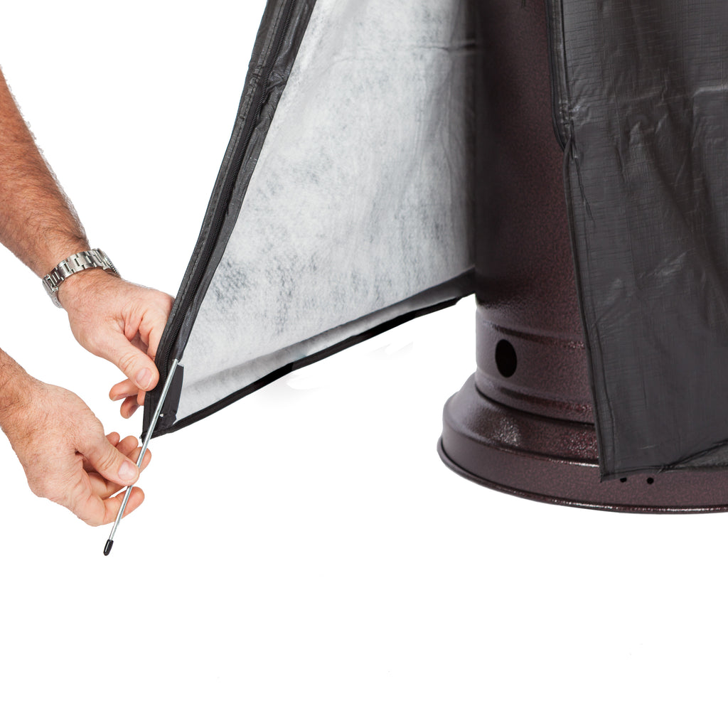 Full-Length Outdoor Vinyl Cover for Fire Sense LPG Patio Heaters with 31-33" Round Reflectors