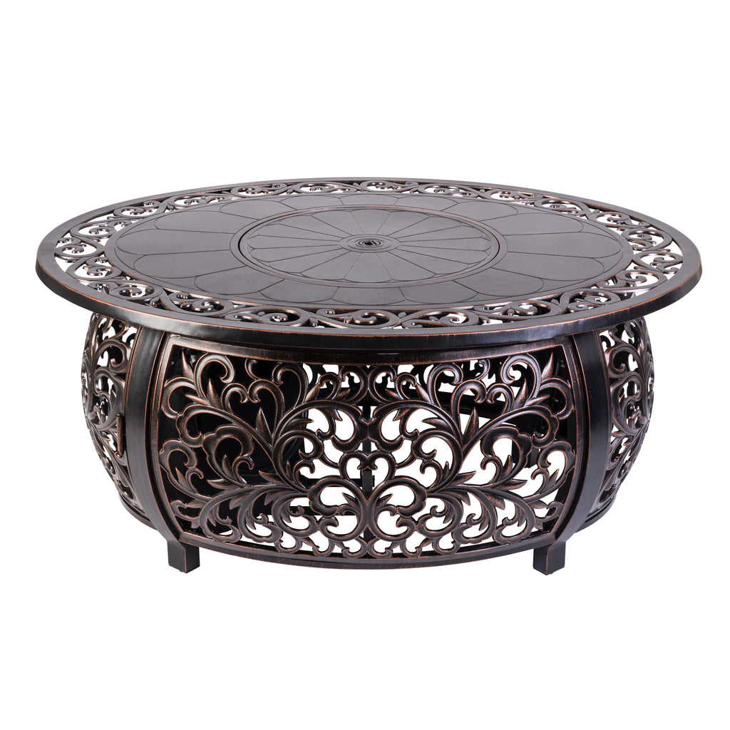 Toulon 48" Oval Filigree Aluminum Convertible Gas Fire Pit Table