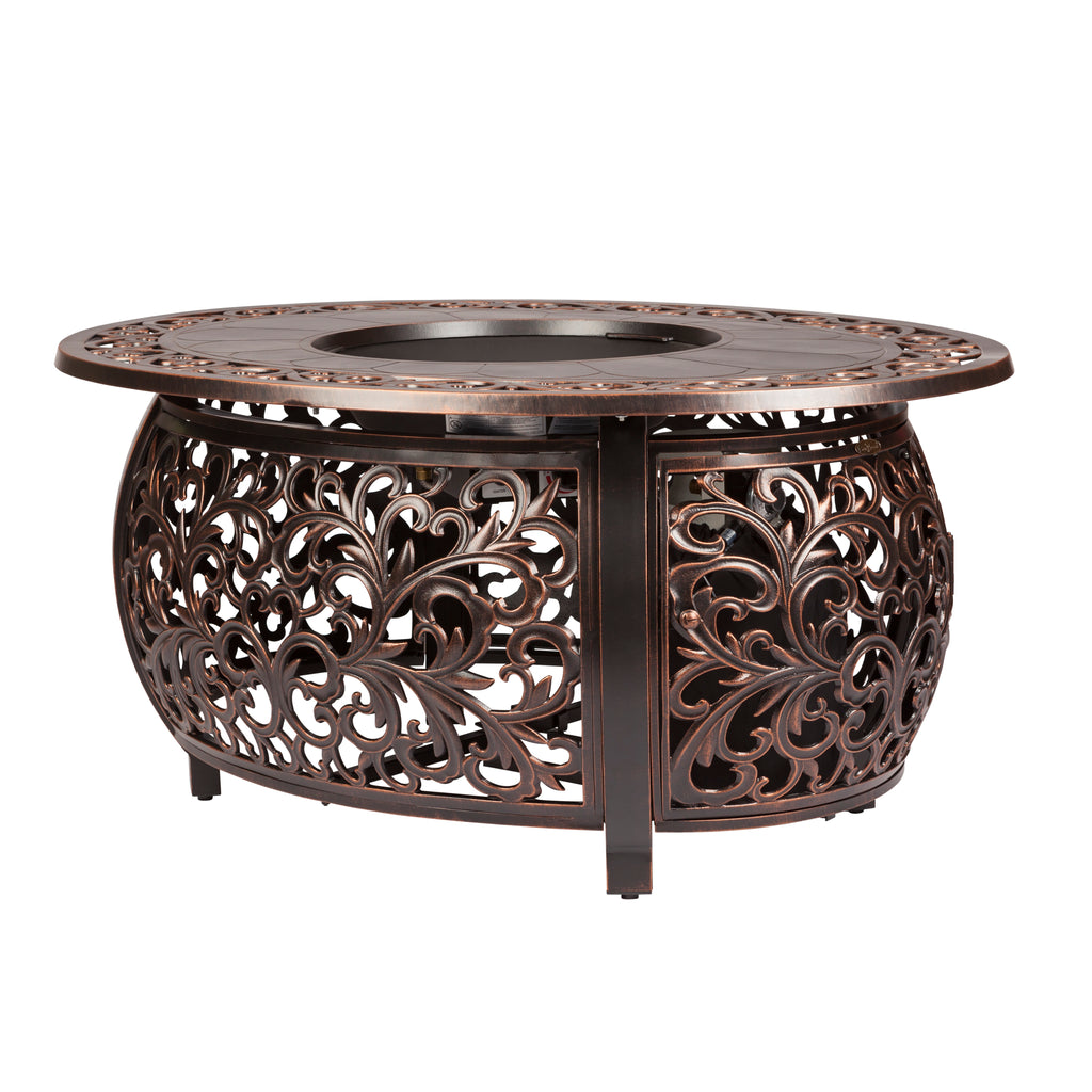 Toulon 48" Oval Filigree Aluminum Convertible Gas Fire Pit Table