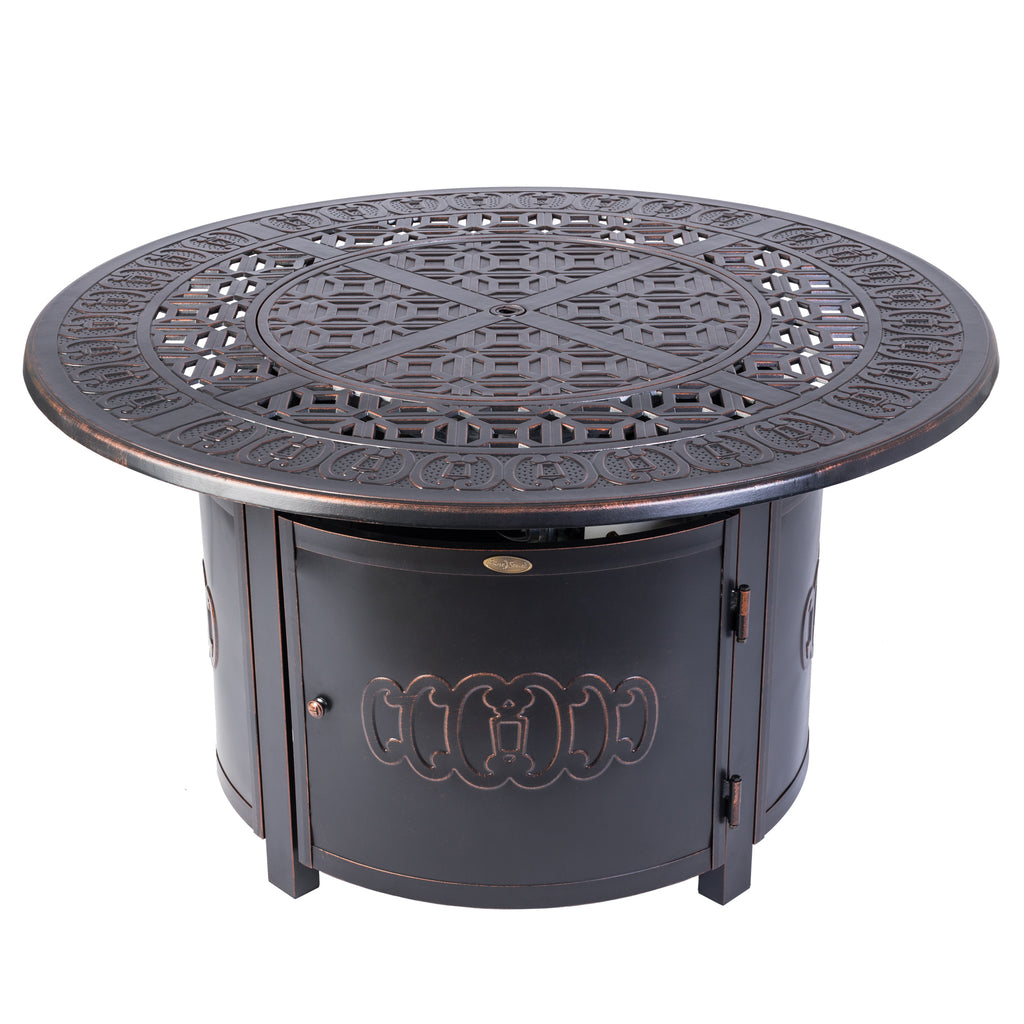Dynasty 44" Round Art Deco Aluminum Convertible Gas Fire Pit Table