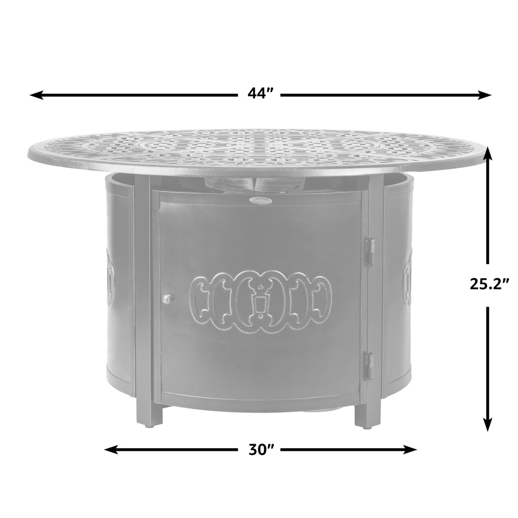 Dynasty 44" Round Art Deco Aluminum Convertible Gas Fire Pit Table