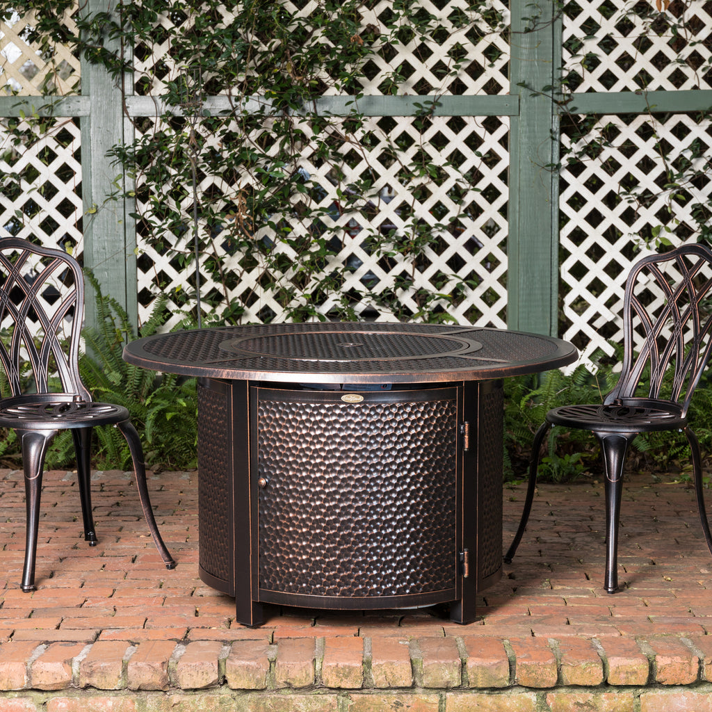 Briarwood 44" Round Hammered Aluminum Convertible Gas Fire Pit Table
