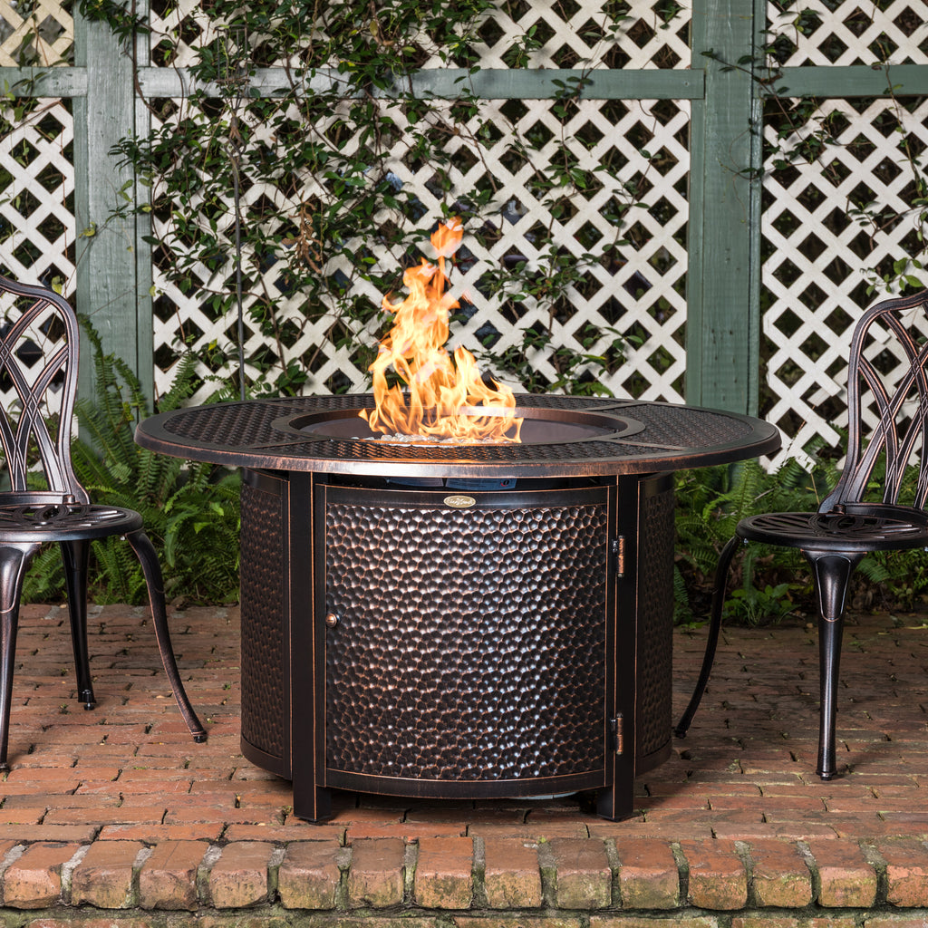 Briarwood 44" Round Hammered Aluminum Convertible Gas Fire Pit Table