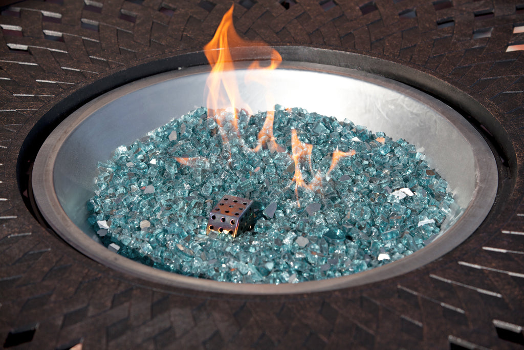 Sparkling Fire Glass in Bahama Blue