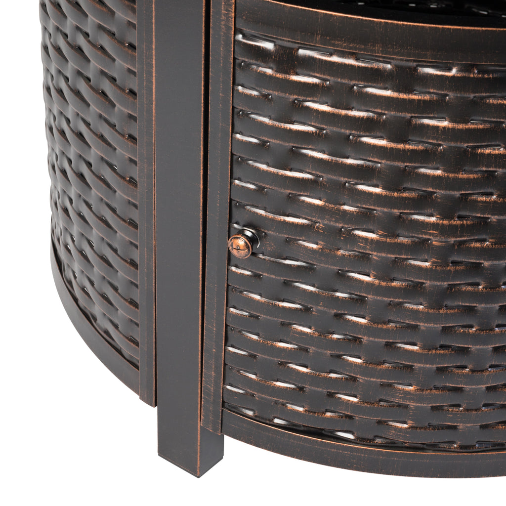 Florence 42" Round Woven Aluminum Convertible Gas Fire Pit Table