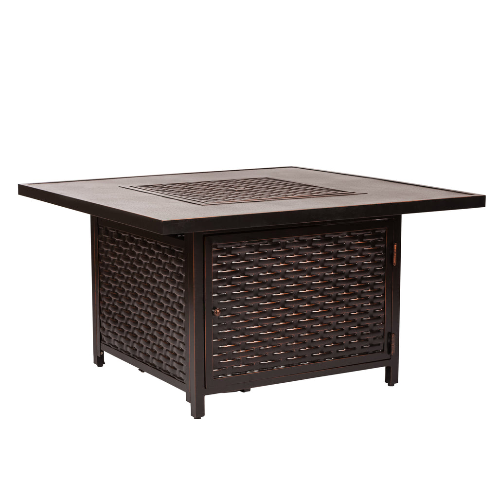 Baker 40" Square Woven Aluminum Convertible Gas Fire Pit Table