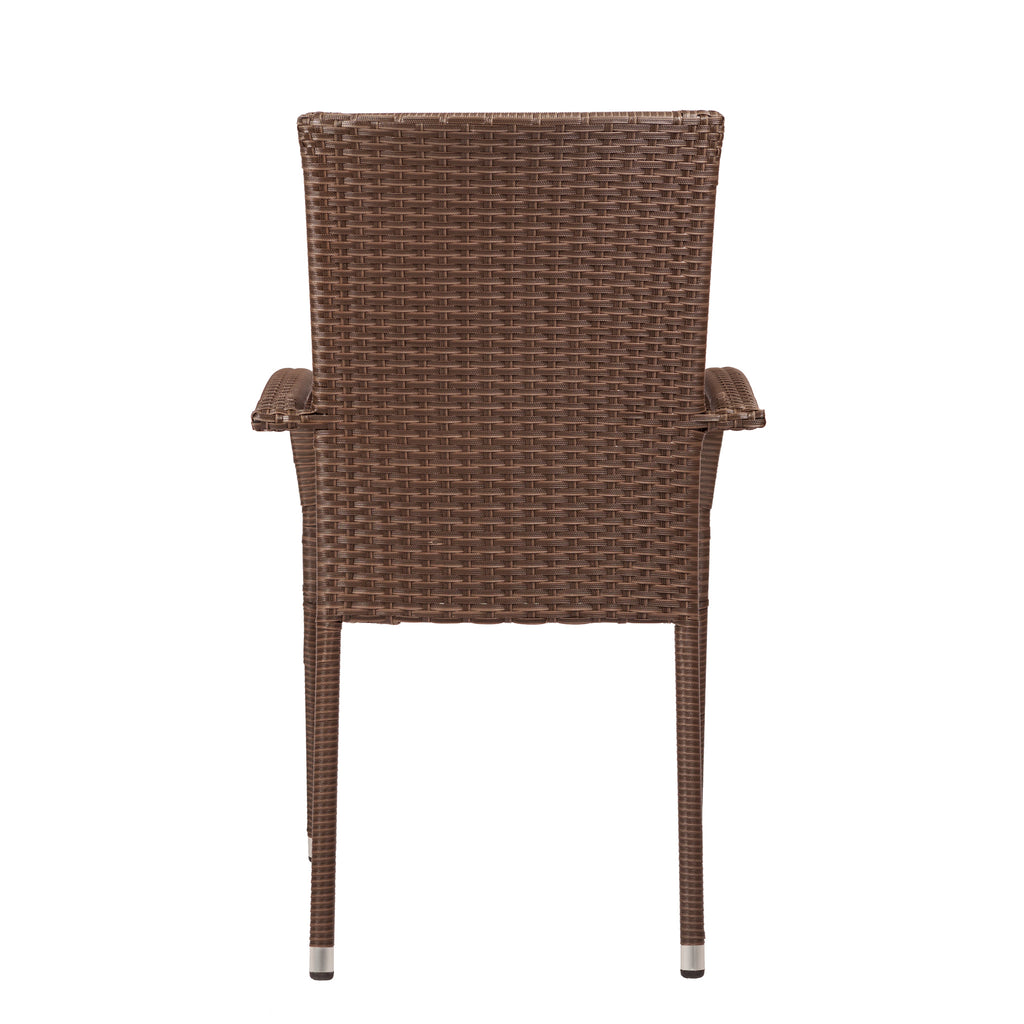 Morgan Outdoor Wicker Stacking Chairs - Mocha - Set of 4