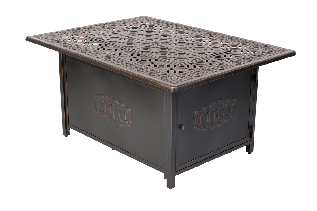 Dynasty 48" Rectangular Art Deco Aluminum Convertible Gas Fire Pit Table