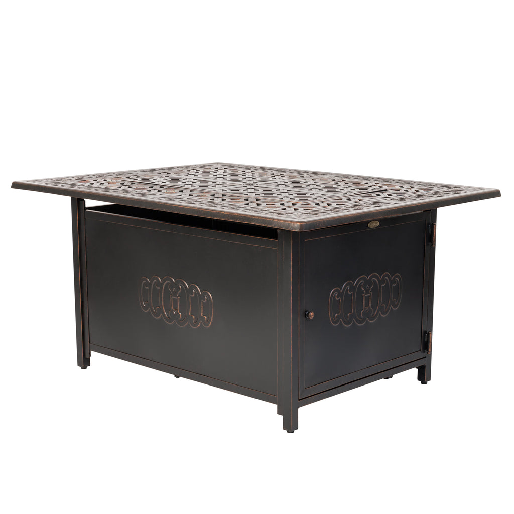 Dynasty 48" Rectangular Art Deco Aluminum Convertible Gas Fire Pit Table