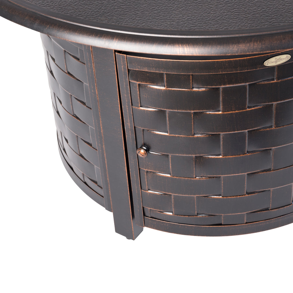 Armstrong 42" Round Basketweave Aluminum Convertible Gas Fire Pit Table