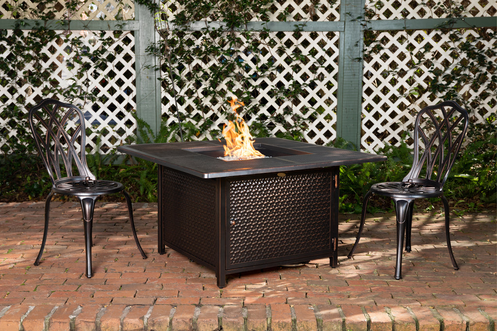 Walkers Square Hammered Aluminum Convertible Gas Fire Pit