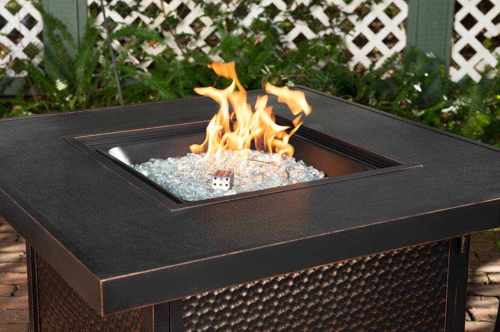 Weyland 40" Square Hammered Aluminum Convertible Gas Fire Pit Table