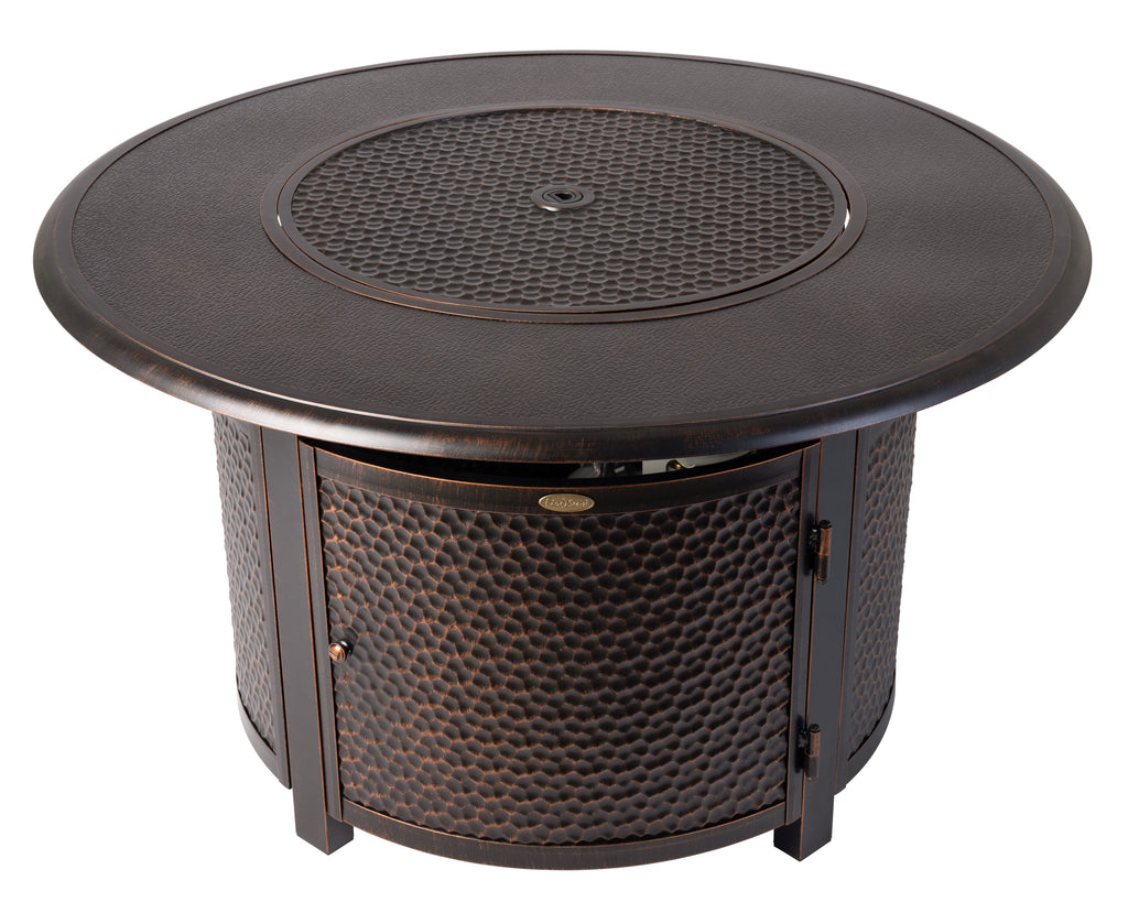 Weyland 42" Round Hammered Aluminum Convertible Gas Fire Pit Table