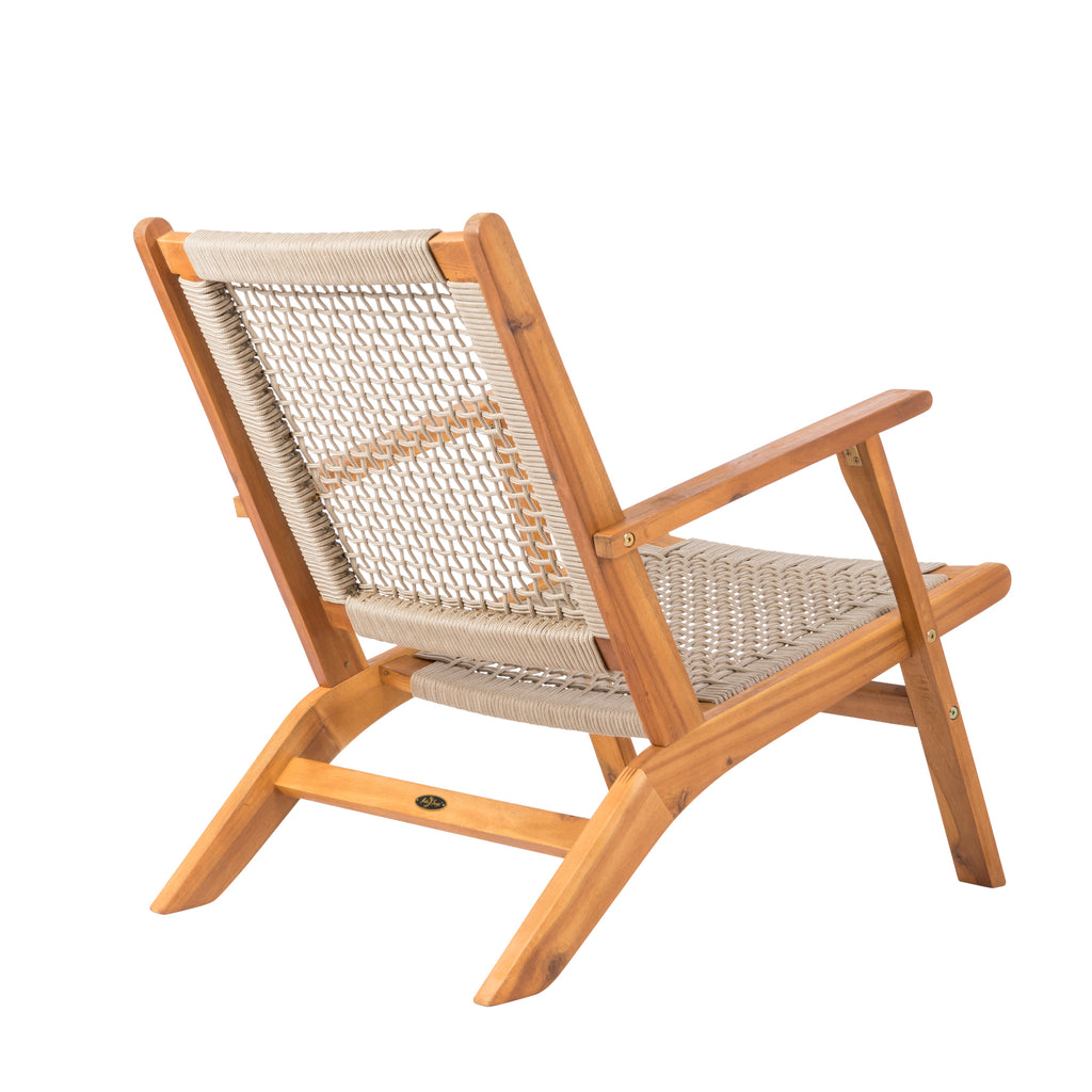 Vega Natural Stain Outdoor Chair in Ecru Cording