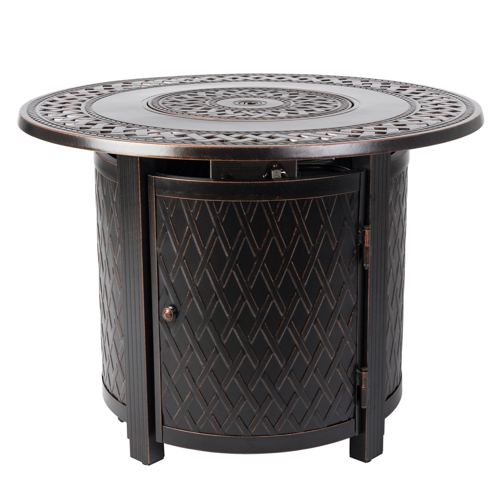 Wagner 33" Round Woven Aluminum Convertible Gas Fire Pit Table