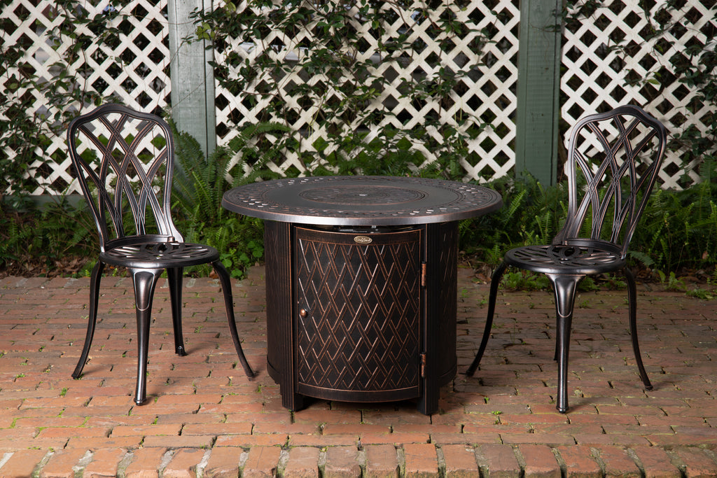 Wagner 33" Round Woven Aluminum Convertible Gas Fire Pit Table