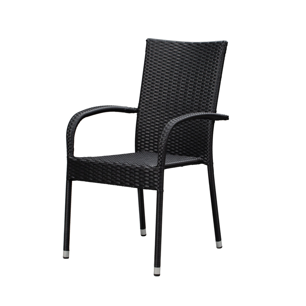 Morgan Outdoor Wicker Stacking Chairs - Black - Set of 4