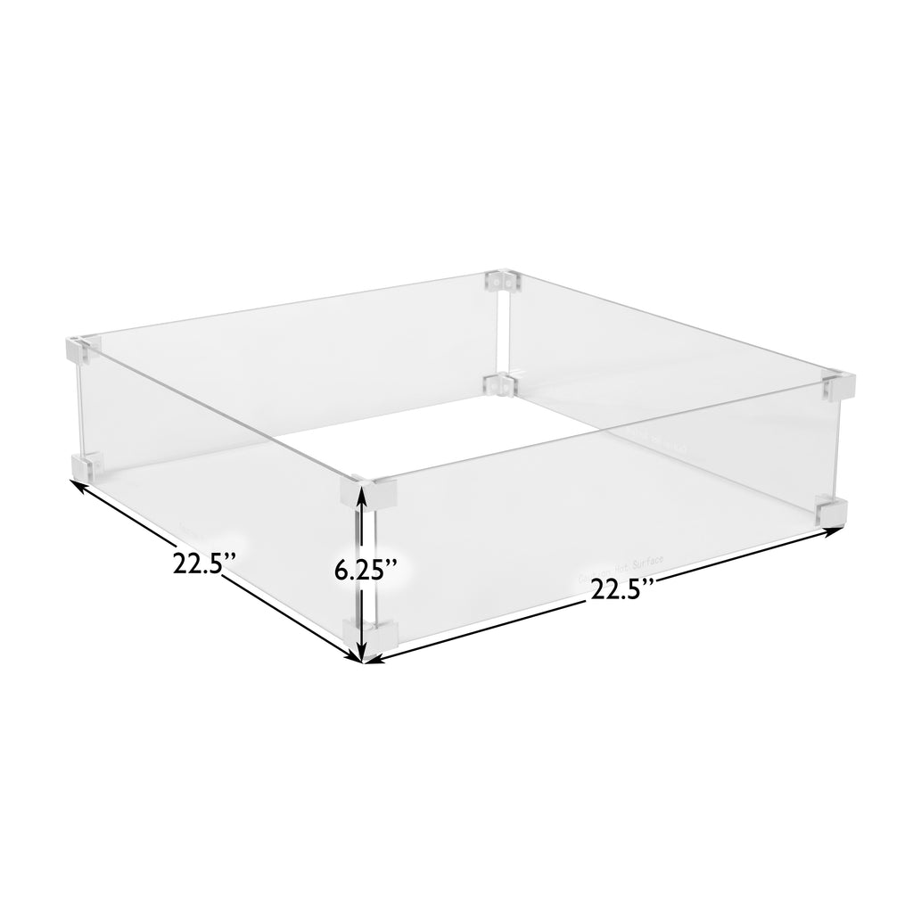 Tempered Glass Wind Guard for Square Fire Pit