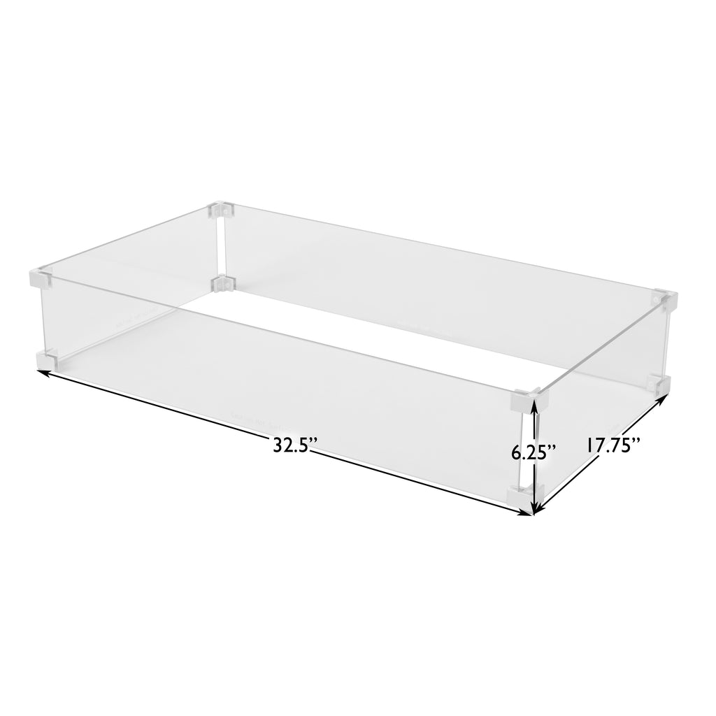 Tempered Glass Wind Guard for Rectangular Gas Fire Pits