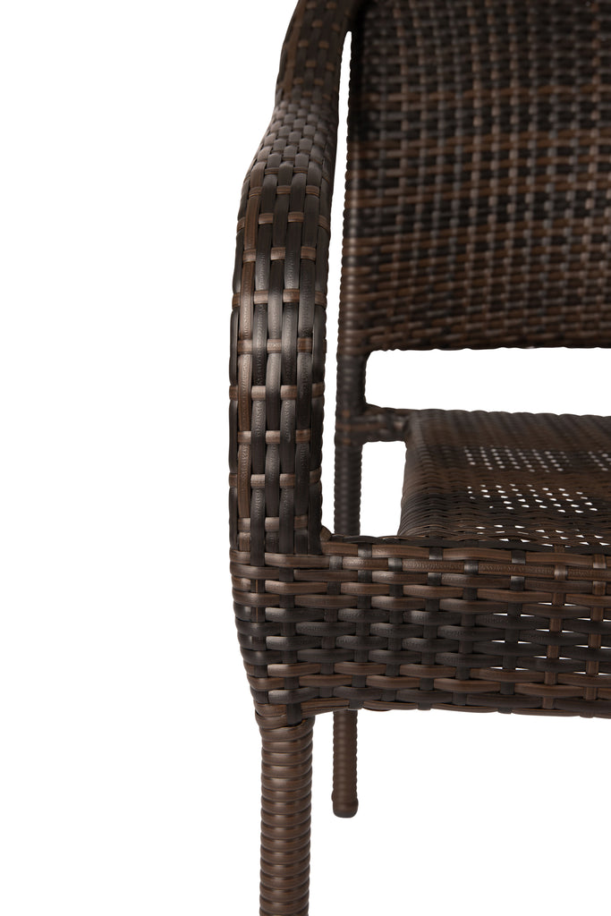 Rhodos Café Stacking Chairs in Mocha All-Weather Wicker - Set of 4
