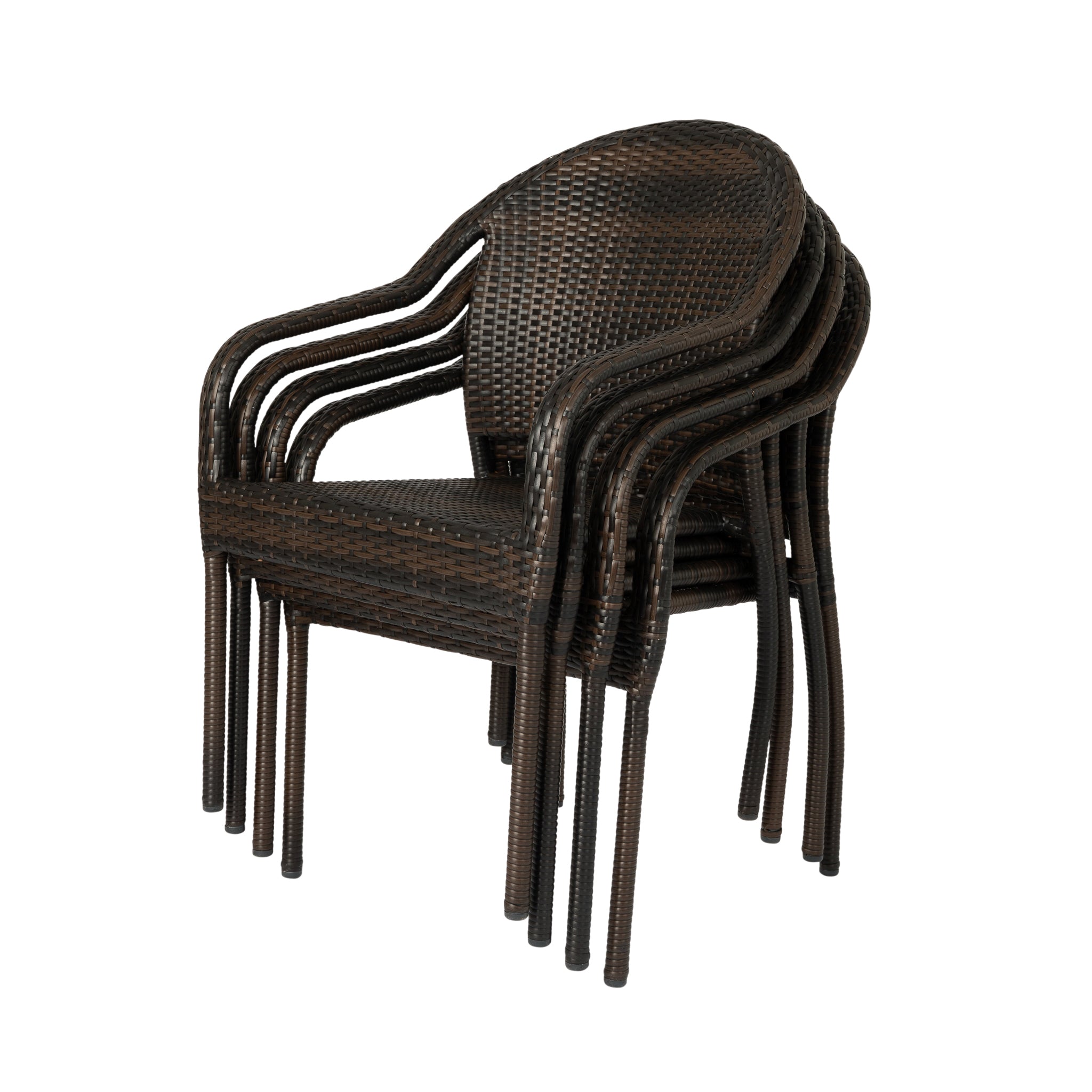 Wicker 4 - Rhodos All-Weather Café Stacking of in Chairs Set Mocha