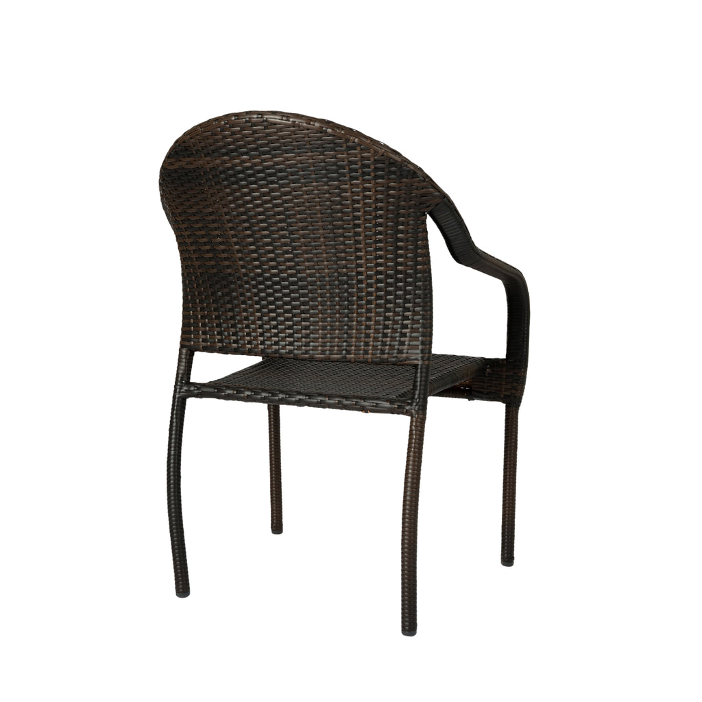 Rhodos Café Stacking Chairs in Mocha All-Weather Wicker - Set of 4