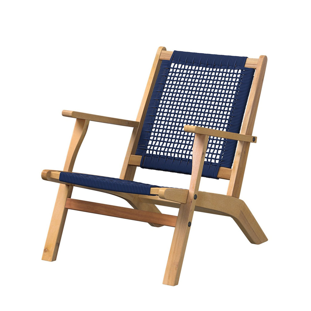 Vega Natural Stain Outdoor Chair in Navy Blue Cording