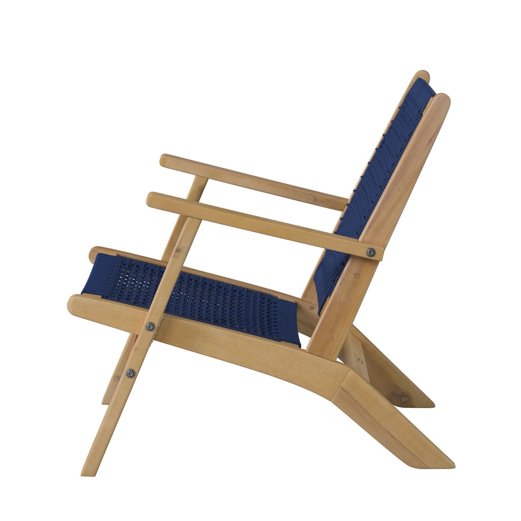 Vega Natural Stain Outdoor Chair in Navy Blue Cording