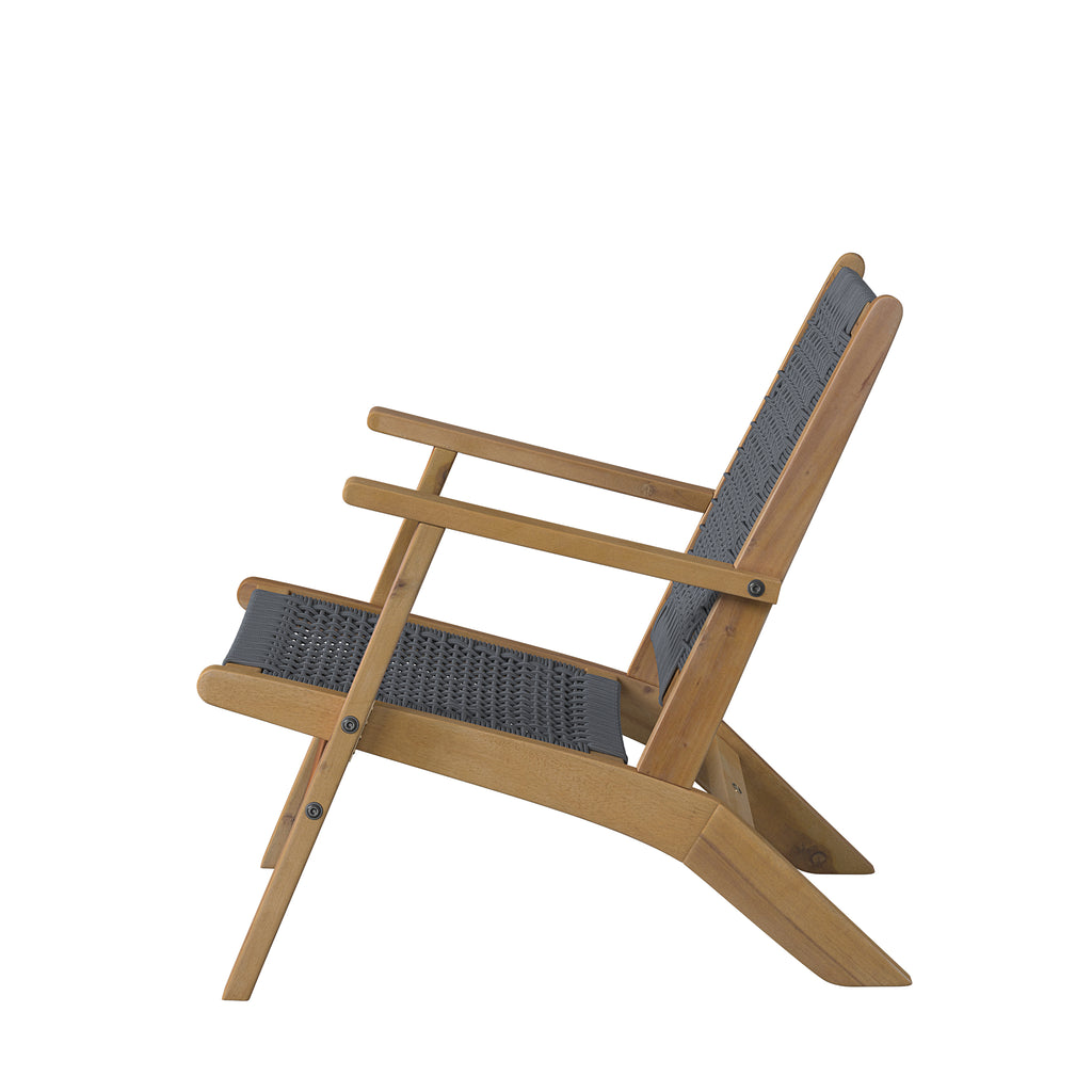 Vega Acacia Outdoor Chair in Gray Cording