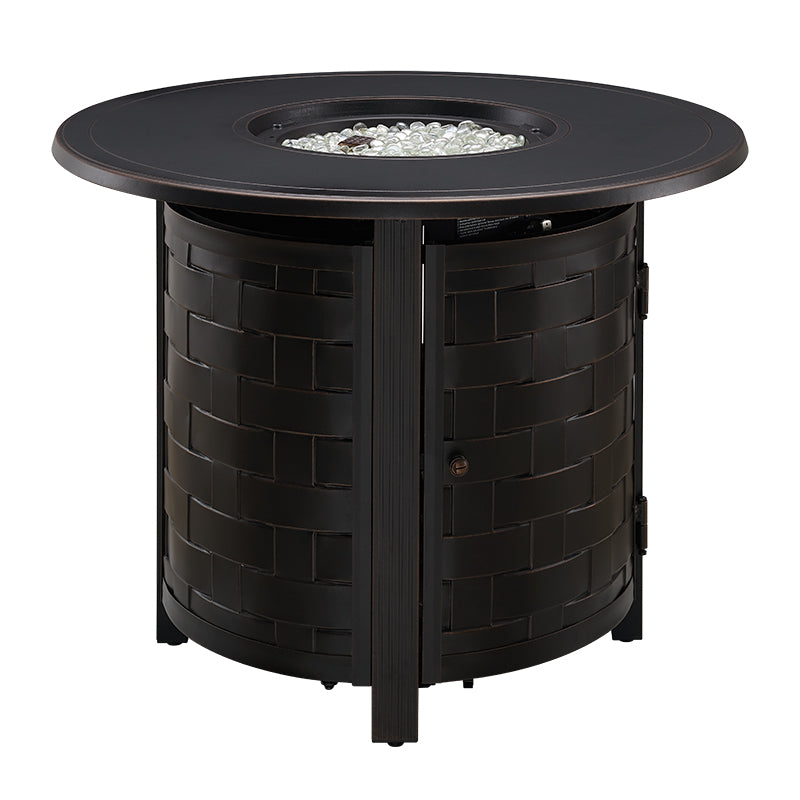 Dylan 34" Round Basketweave Aluminum Convertible Gas Fire Pit Table