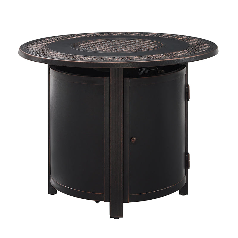 Franklin 33" Round Cane-weave Aluminum Convertible Gas Fire Pit Table