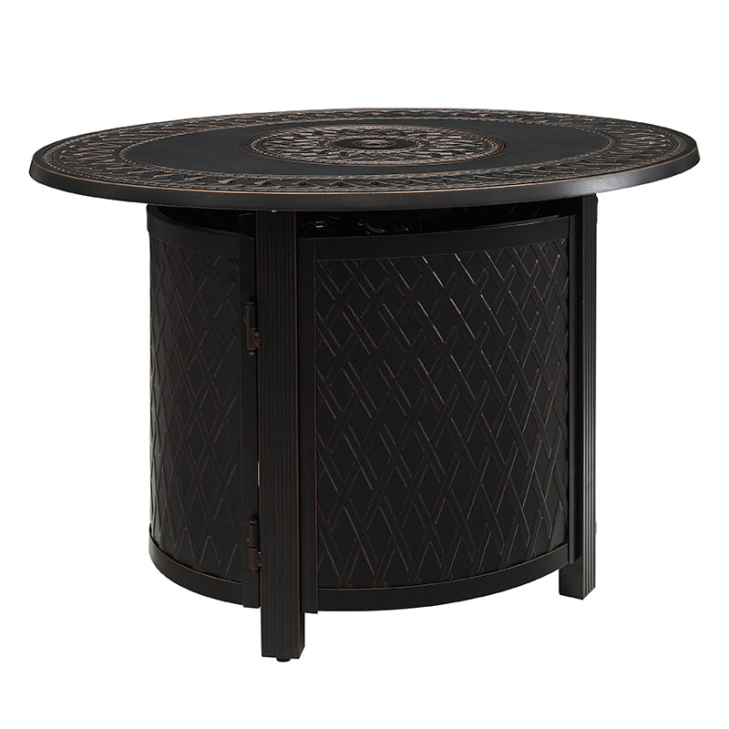 James 40" Round Woven Aluminum Convertible Gas Fire Pit Table