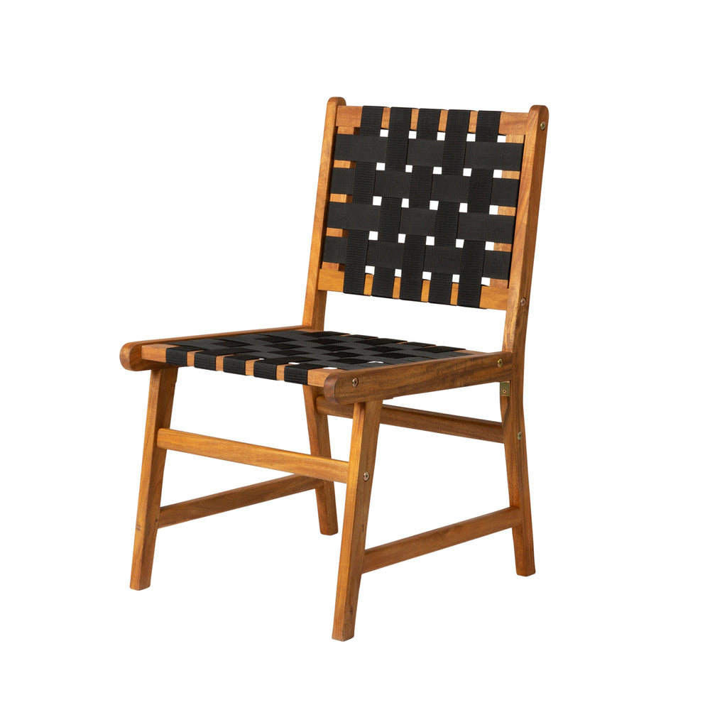 Sava Indoor-Outdoor Armless Dining Side Chair in Black Webbing