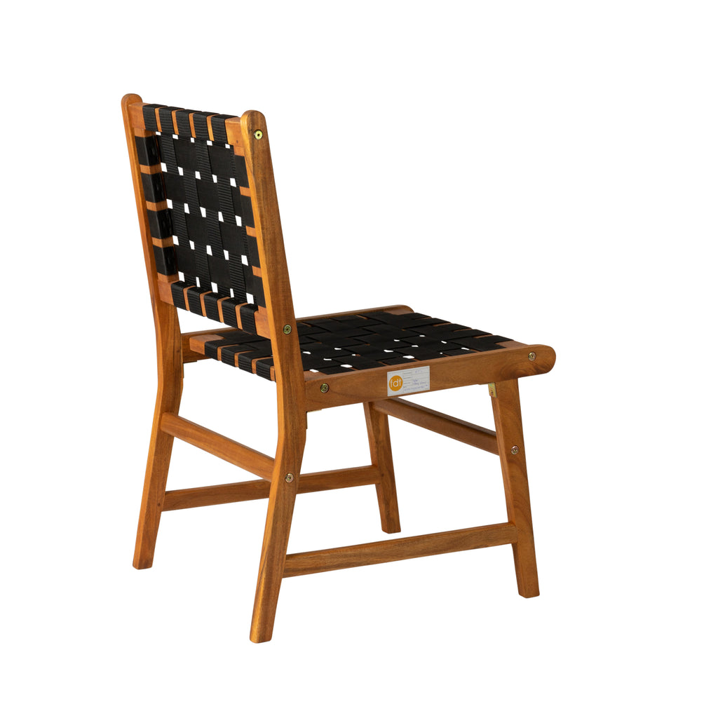 Sava Indoor-Outdoor Armless Dining Side Chair in Black Webbing