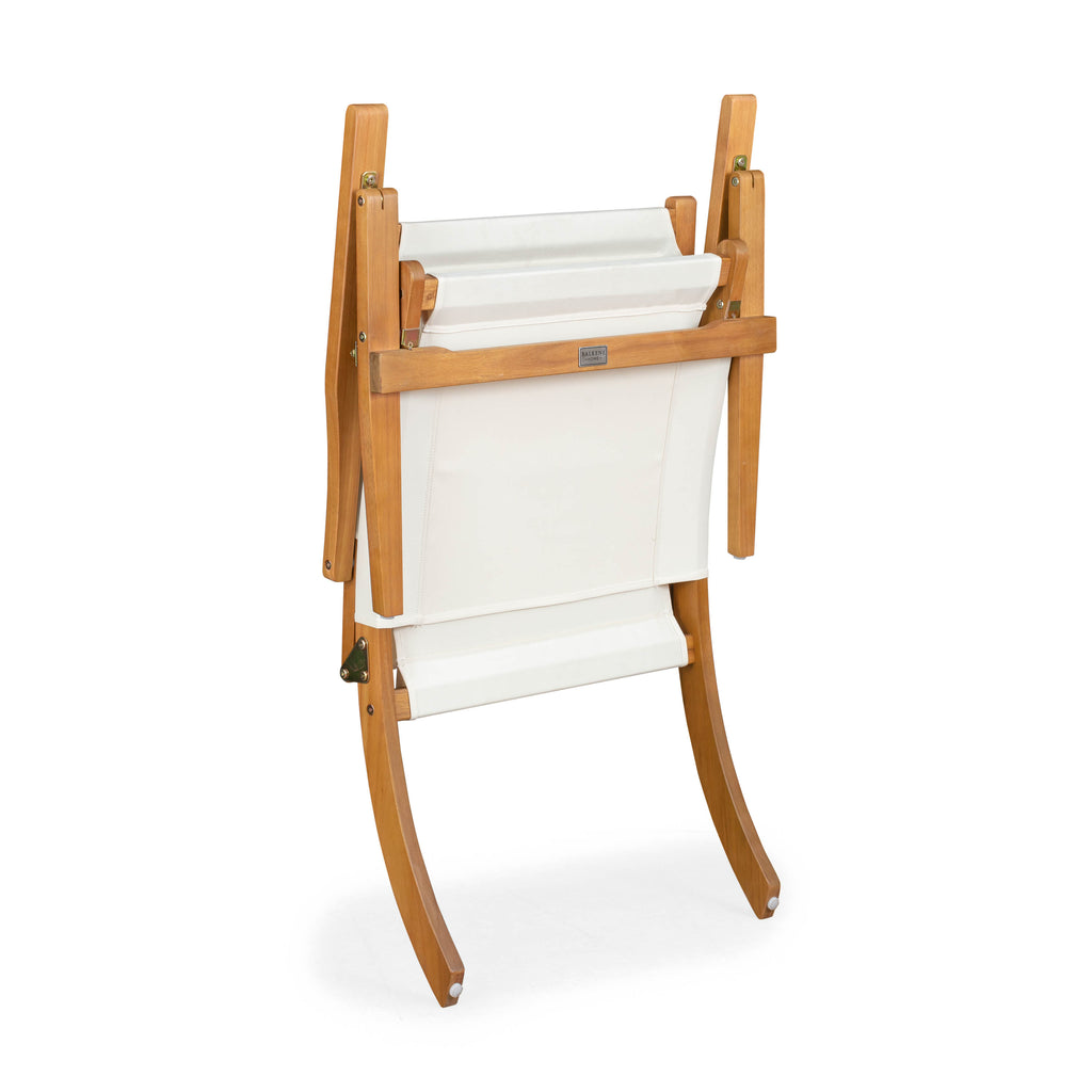 Walker Outdoor Folding Lounge Chair in Acacia and Ivory