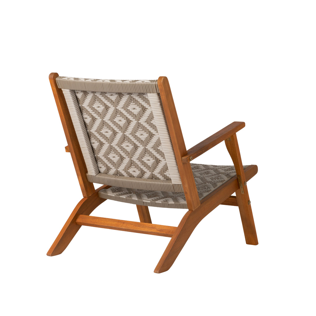 Vega Acacia Outdoor Chair in Diamond-Weave Wicker