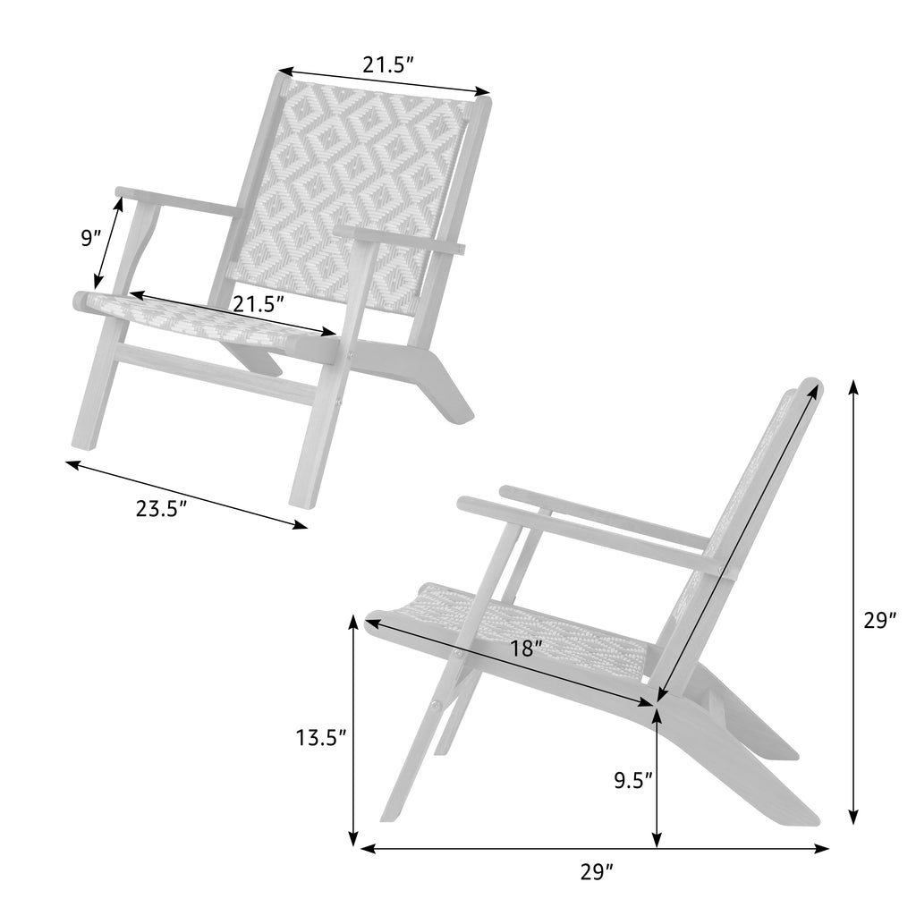 Vega Acacia Outdoor Chair in Diamond-Weave Wicker