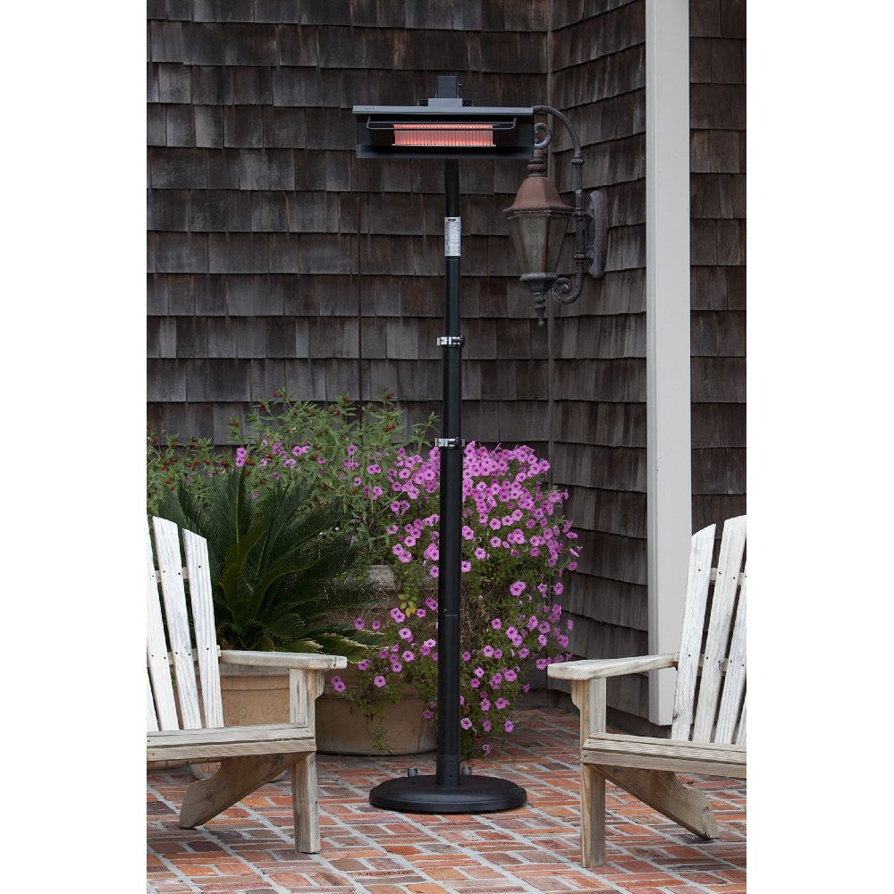 Black Powder Coated Steel Telescoping Offset Pole Mounted Infrared Patio Heater