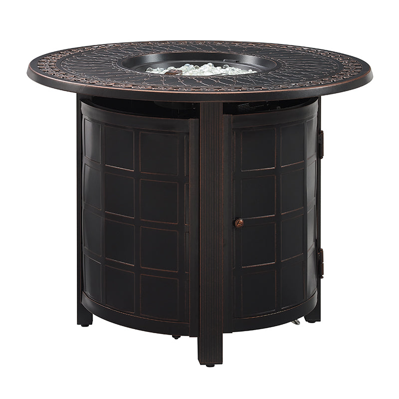 Columbia 33" Round Floral Aluminum Convertible Gas Fire Pit Table