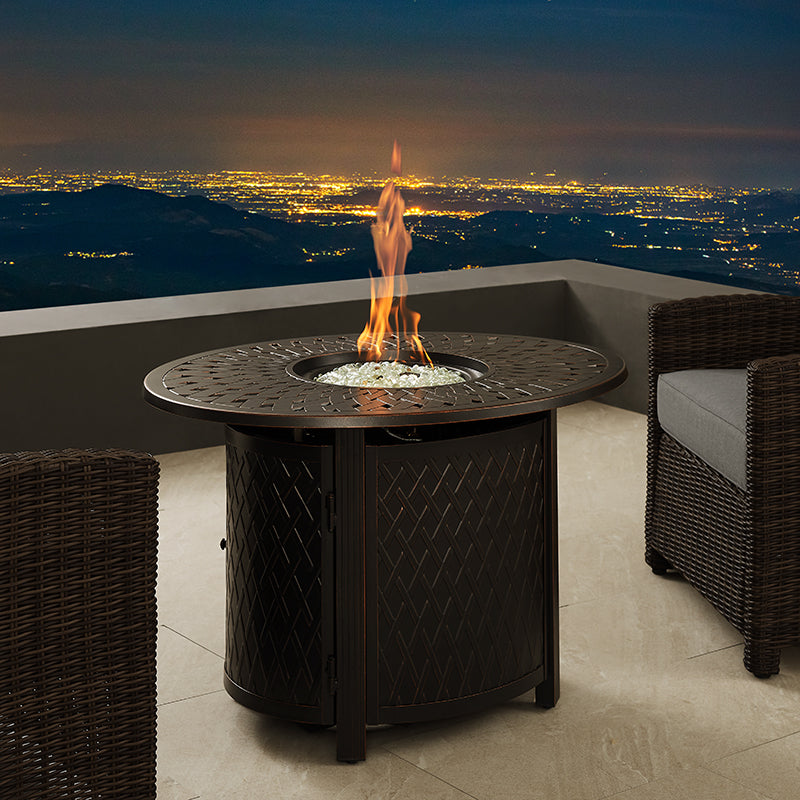 Morrison 40" Oval Woven Aluminum Convertible Gas Fire Pit Table